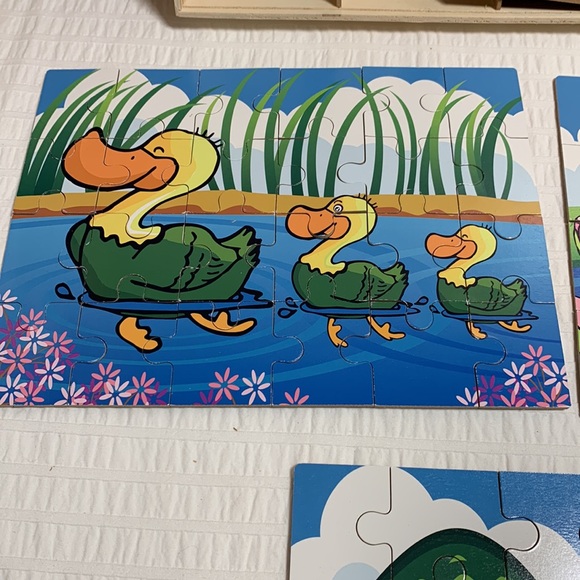 Wood Animal Puzzle Set in Wooden Storage Box - Picture 3 of 11